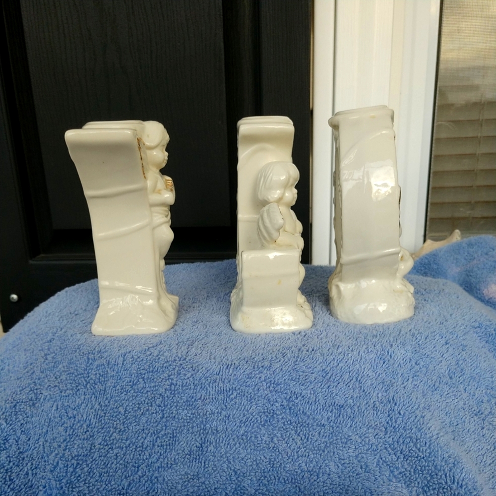 💥 "JOY" Ceramic Candle Holders ANGELS "Set Of 3 - Picture 6 of 14